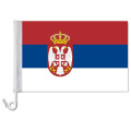 Auto-Fahne: Serbien + Wappen - Premiumqualit&auml;t
