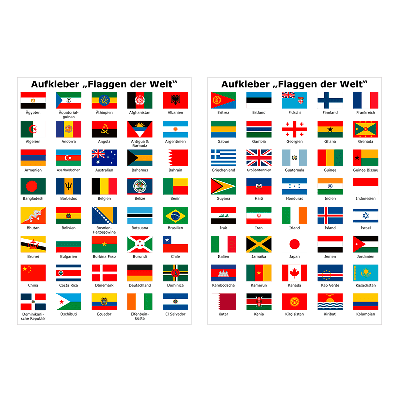Aufkleber Set mit allen Flaggen der Welt, 39,95 €
