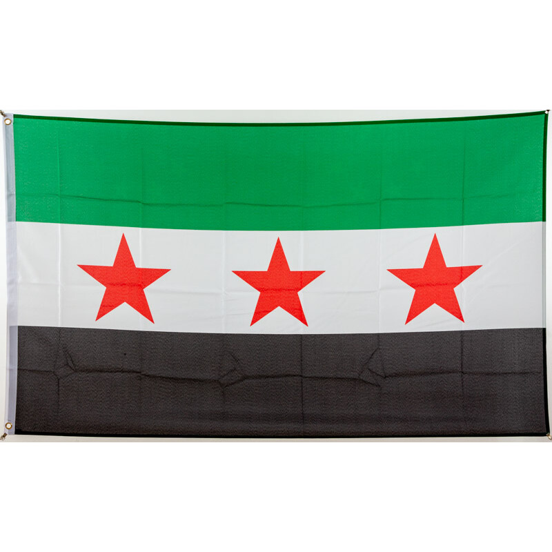 Syrien schwarz-grün-rot bedruckte Hissflagge im Querformat