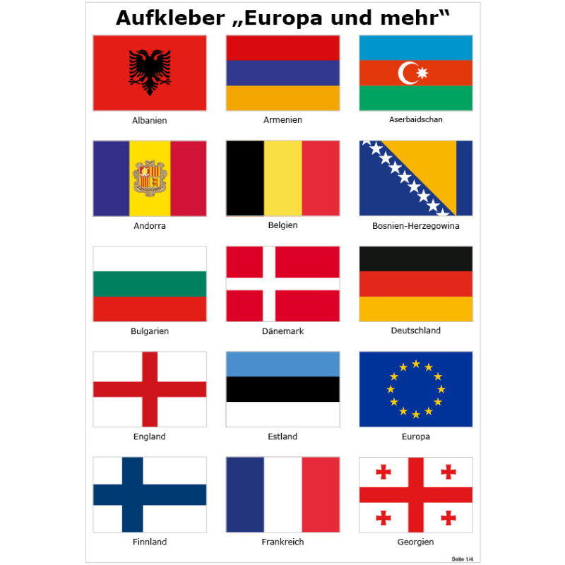 50 Länderfahnen Flaggen Aufkleber Set