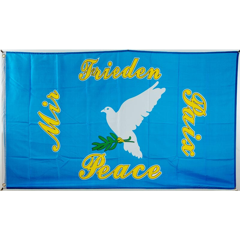 Friedensfahne 90 x 150 cm mit 2 Metall Ösen Peace Flag Flagge Regenbogen  Hissen