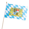 Stock-Flagge 30 x 45 : Bayern mit Wappen &amp; L&ouml;wen