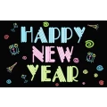 Flagge 90 x 150 : Happy New Year Neon