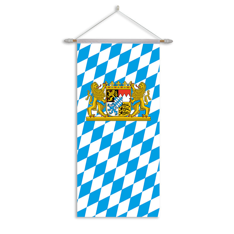 Blau Und Weiß Bayerische Fahne Und Wappen Im Sonnenlicht